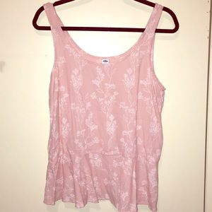 Pink and white floral summer tank top